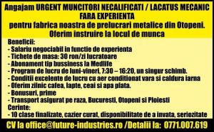 Otopeni - Muncitori necalificati / Lacatus Mecanic angajam